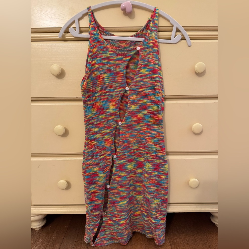 Colorful Button-Up Knit Dress